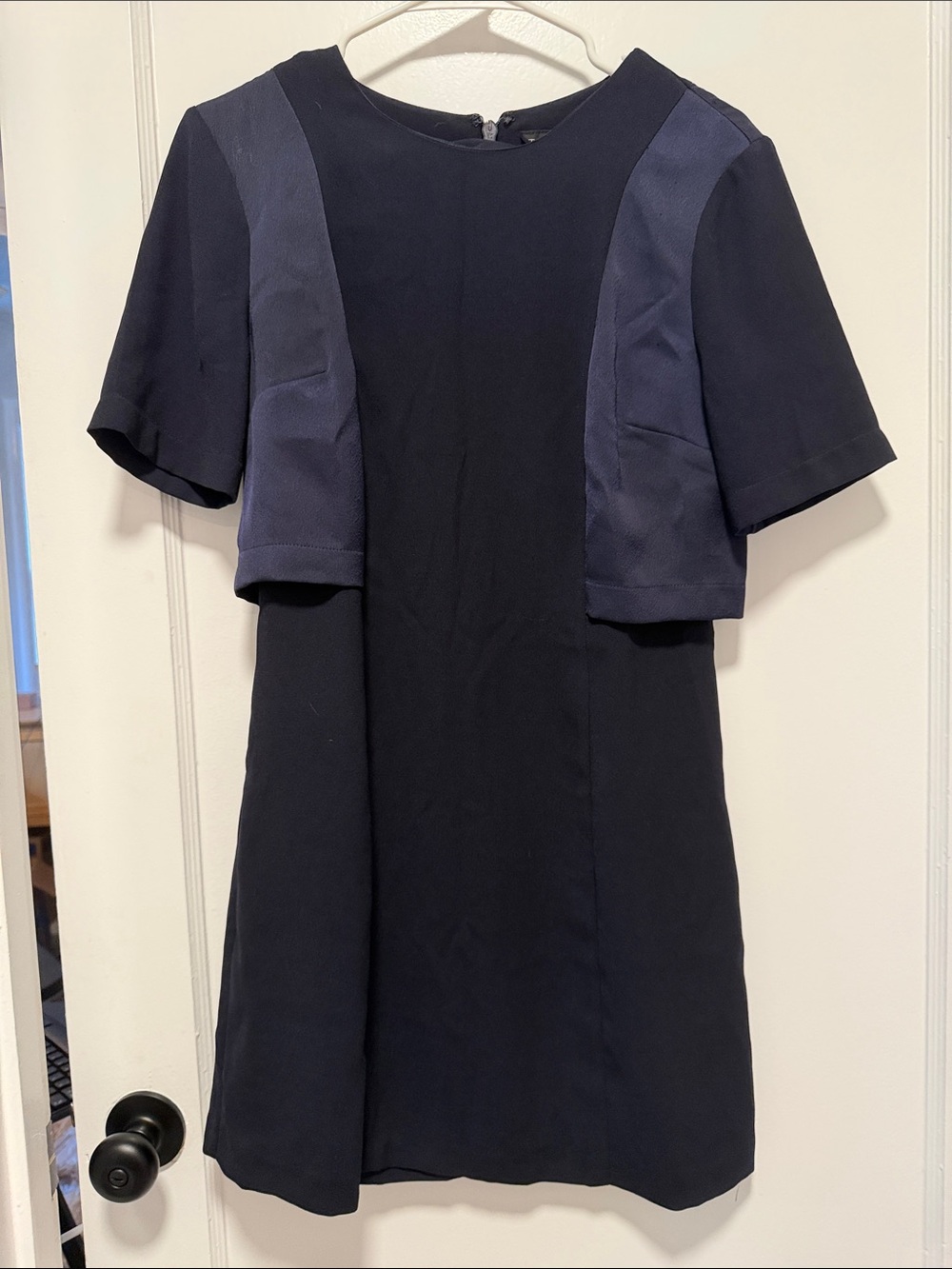 Navy Short Sleeve Shift Dress Topshop